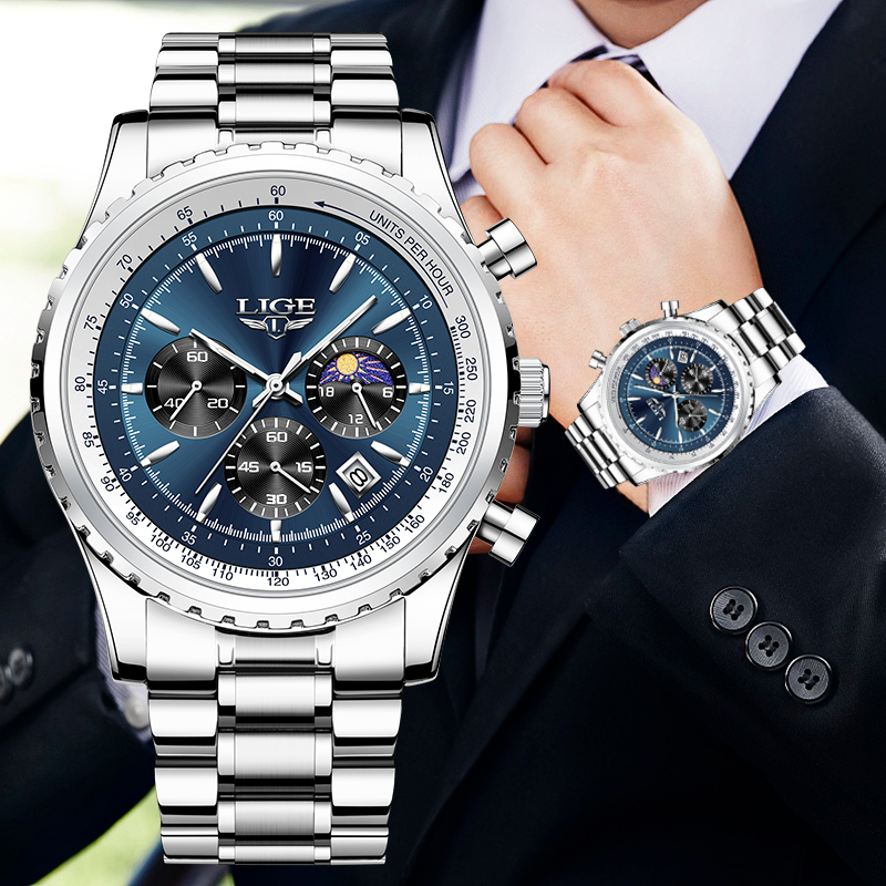 Luxury Watch Maker - Часы наручные LIGE Мужские кварцевые, брендовые